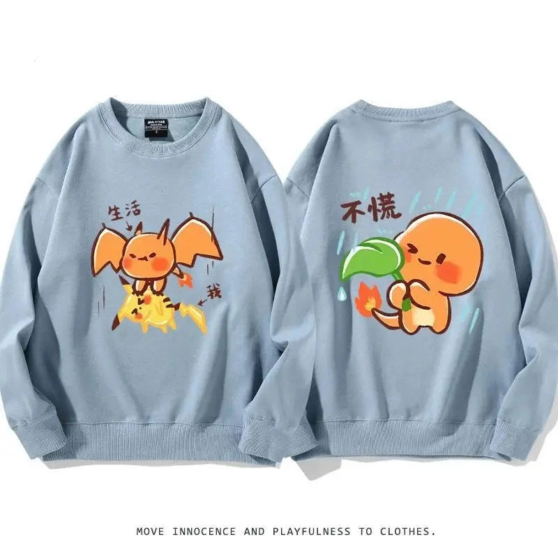 Upgrade your style with our Pokemon Pals Blue Crew Neck Sweatshirt Series | Here at Everythinganimee we have the worlds best anime merch | Free Global Shipping