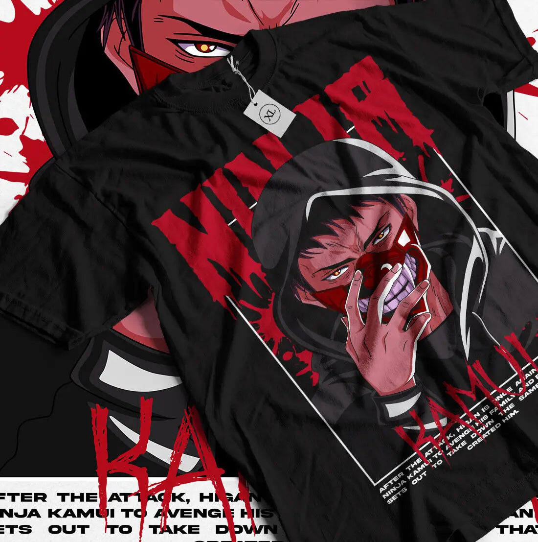Here at Everythinganimee we have the best anime shirts in the world.
Embrace the fierce energy of Kamui Ninja with this bold design featuring the iconic ninja seeking vengeance. This tee captures the raw intensity of Kamui's journey and is the perfect statement piece for fans of action-packed anime.