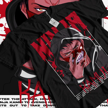 Here at Everythinganimee we have the best anime shirts in the world.
Embrace the fierce energy of Kamui Ninja with this bold design featuring the iconic ninja seeking vengeance. This tee captures the raw intensity of Kamui's journey and is the perfect statement piece for fans of action-packed anime.