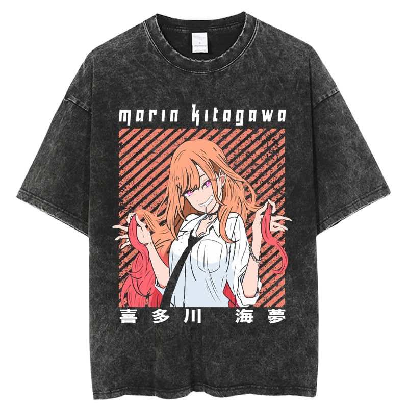 Anime My Dress Up Darling Harajuku T Shirt Men Hip Hop Vintage Washed 100% Cotton Streetwear Short Sleeve Graphic Unisex T-Shirt, everythinganimee