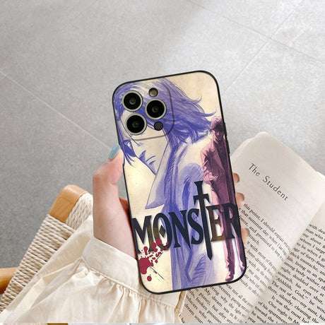For iPhone 11 Pro Monster Manga Phone Case For IPhone 14 13 12 11 XS X 8 7 6 Plus Mini Pro Max SE 2022 Soft Black Phone Cover, everythinganimee