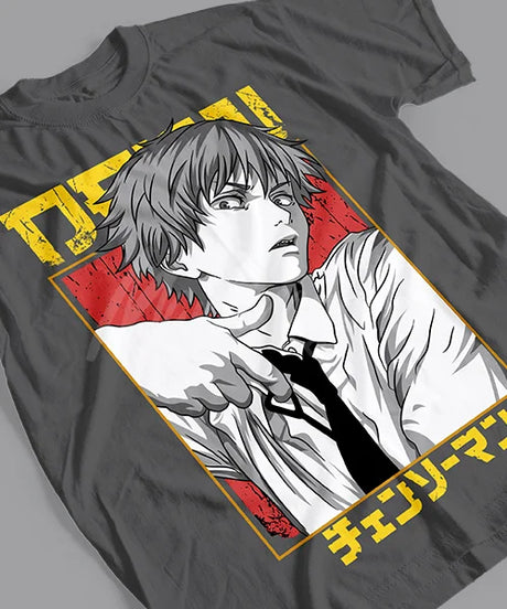 Here at Everythinganimee we have the best anime shirts in the world. Step into the world of Chainsaw Man with the fierce and bold Denji Strike Tee! Featuring Denji in his signature pose, this shirt captures the raw energy and determination of the character.