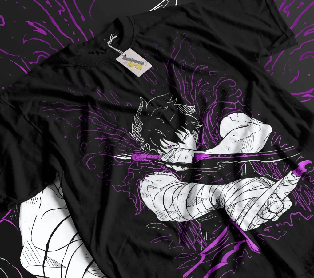 Here at Everythinganimee we have only the best anime merch! Free Global Shipping.
Elevate your style with the Solo Leveling T-Shirt, featuring a striking illustration of Sung Jinwoo, the iconic protagonist of the hit manhwa series.