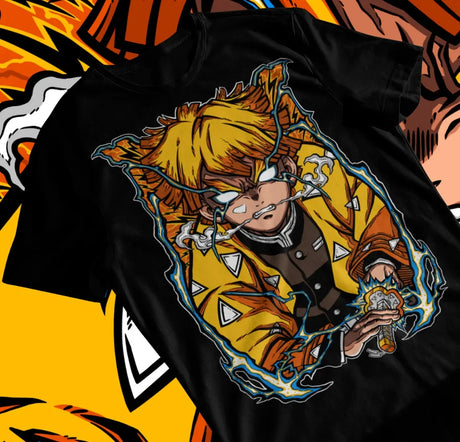 Here at Everythinganimee we have the best anime shirts in the world. 
Unleash the power of Thunder Breathing with this electrifying Zenitsu Agatsuma T-shirt.