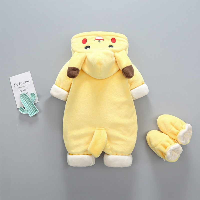 Adorable Pikachu Winter Onesie for Newborn Babies