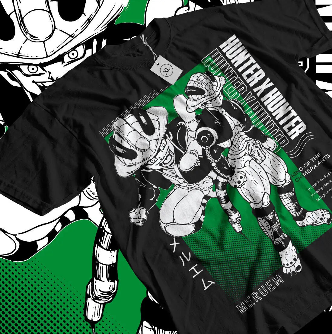 This tee captures the magic of Meruem. If you're looking for more Hunter X Hunter merch, we have it all! Check out our anime merch now—free shipping!