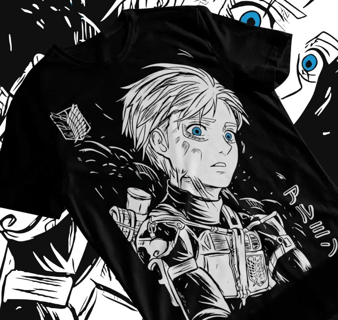Here at Everythinganimee we have only the best anime merch! Free Global Shipping.
Embrace the relentless spirit of Armin Arlert with this striking Attack on Titan T-shirt,