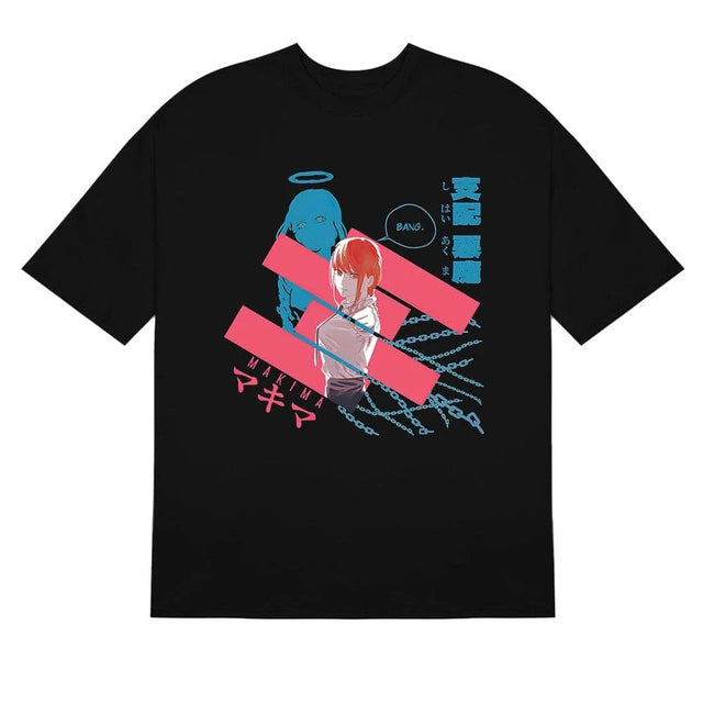 Here at Everythinganimee we have the best anime shirts in the world.
Embrace the power of Makima from Chainsaw Man with this bold and striking tee. Featuring a dynamic design of the mysterious Makima, this shirt is a must-have for fans of the anime.