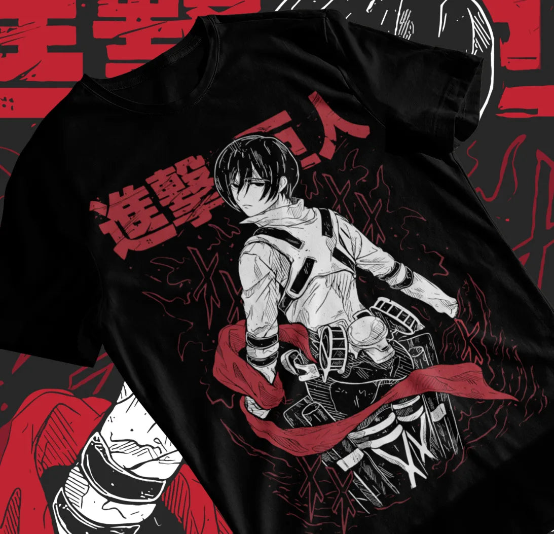 Here at Everythinganimee we have the best anime shirts in the world. 
Embrace the strength of humanity's strongest soldier with the Levi Ackerman Titan Slayer Tee, inspired by Attack on Titan.
