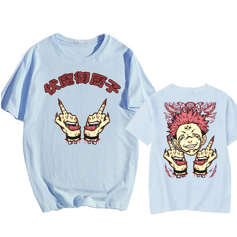 This tees captures the magic of Ryomen Sukuna. If you're looking for more Jujutsu Kaisen merch, we have it all! Check out our anime merch now—free shipping!