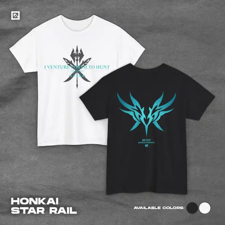Here at Everythinganimee we have the best anime shirts in the world.
Embrace the thrill of the hunt with this sleek Honkai Star Rail-inspired tee. Featuring the iconic Hunt emblem and the powerful phrase "I Venture Forth to Hunt," this shirt is designed for fans who resonate with strength and purpose.