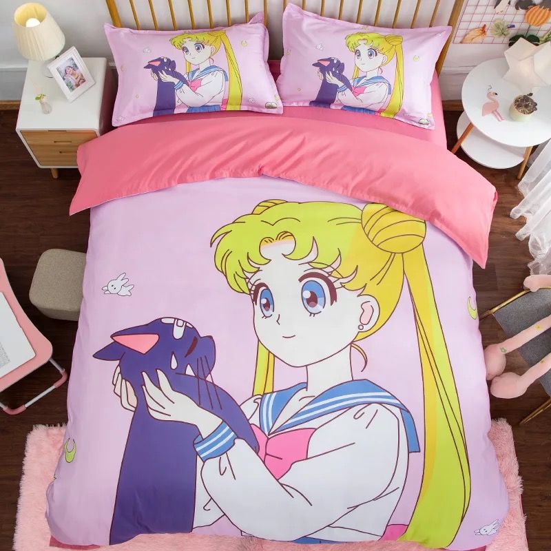 Sailor Moon Bed Sheets Quilt Set