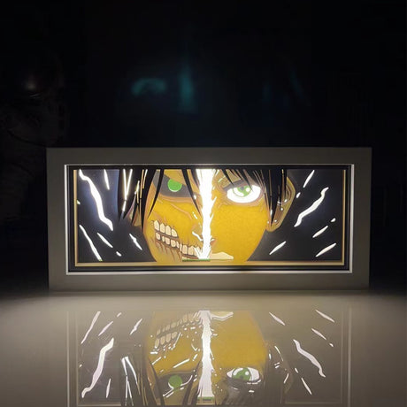 Eren Yeager Attack On Titan Light Box Anime Paper Cut Night Light Led 3D Shadow Lamp Carving For Decoration Gift, everythinganimee
