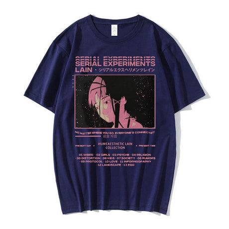 This tee captures the magic of Lain's. If you're looking for more  Serial Experiments merch, we have it all! Check out our anime merch now—free shipping!
