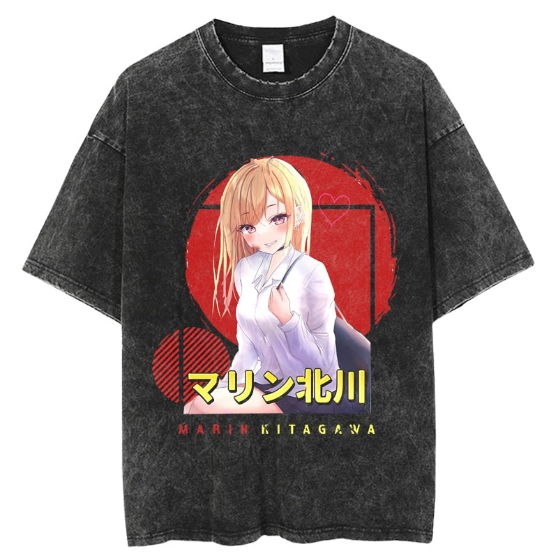 Anime My Dress Up Darling Harajuku T Shirt Men Hip Hop Vintage Washed 100% Cotton Streetwear Short Sleeve Graphic Unisex T-Shirt, everythinganimee