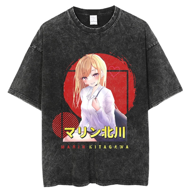 Anime My Dress Up Darling Harajuku T Shirt Men Hip Hop Vintage Washed 100% Cotton Streetwear Short Sleeve Graphic Unisex T-Shirt, everythinganimee