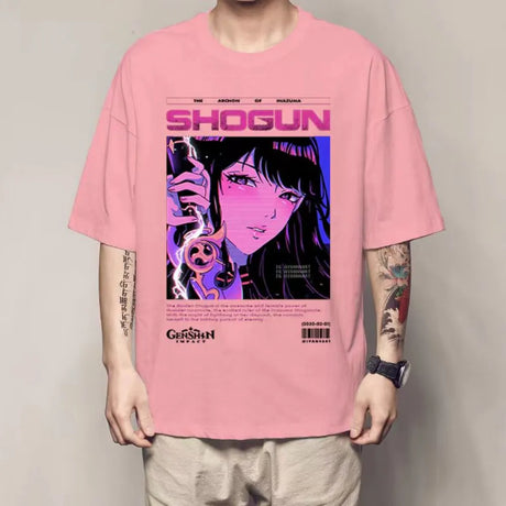 This tee, featuring the formidable Raiden Shogun from the popular game Genshin Impact. If you are looking for more Genshin Impact Merch, We have it all! | Check out all our Anime Merch now!