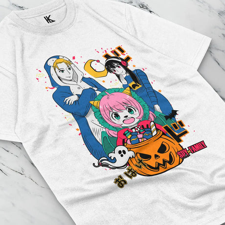 Here at Everythinganimee we have the best anime shirts in the world.
Celebrate Halloween with the adorable Spy X Family crew! This vibrant tee showcases your favorite characters in festive costumes, perfect for any anime fan looking to add a playful touch to their wardrobe.