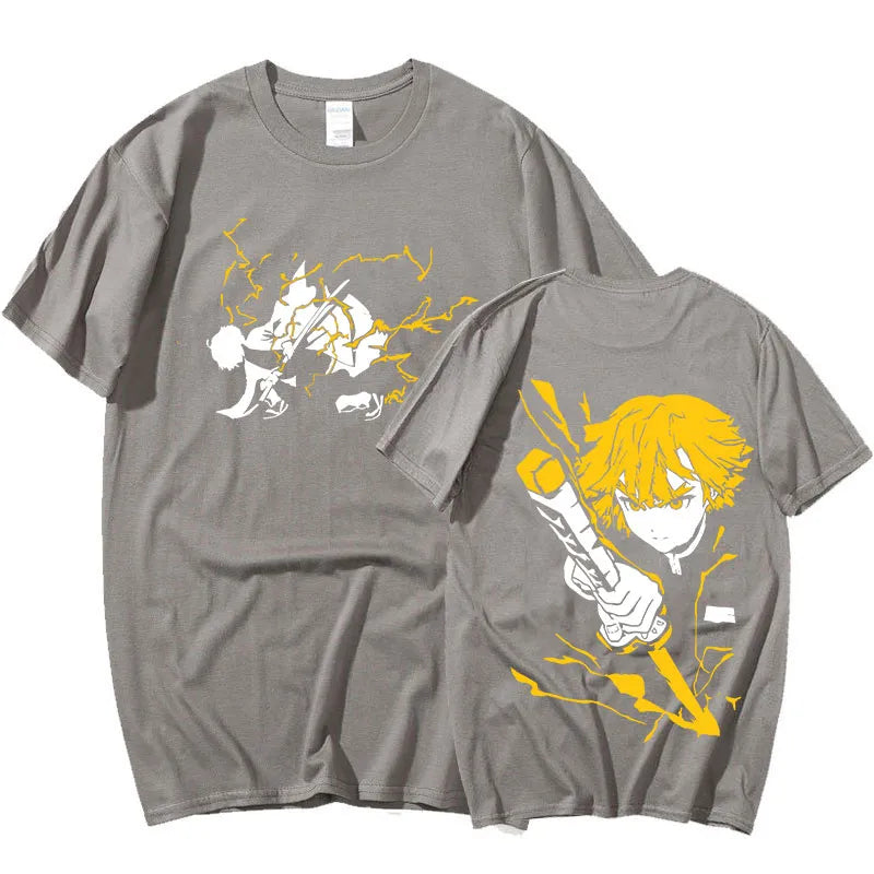 This shirt captures the magic of Zenitsu. If you're looking for more Demon Slayer merch, we have it all! Check out our anime merch now—free shipping!