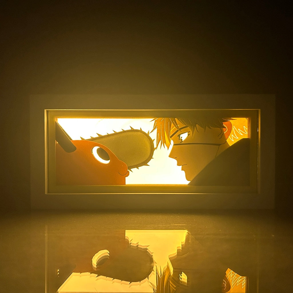 This lightbox captures the magic of Power & Pochita. If you're looking for more Chainsaw Man merch, we have it all! Check out our anime merch now—free shipping!