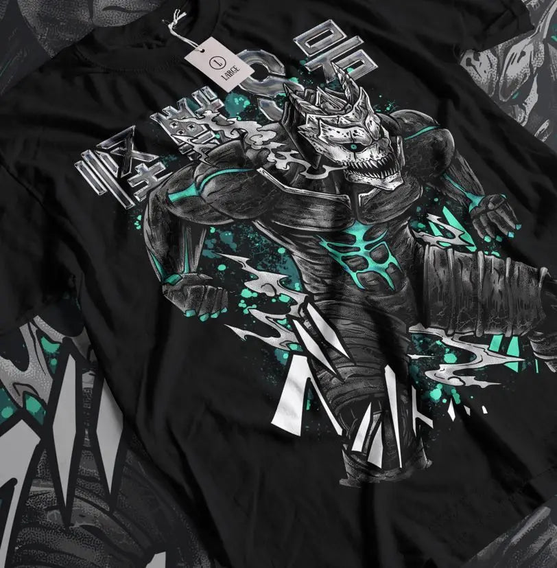 Here at Everythinganimee we have the best anime shirts in the world.
Unleash your inner beast with this fierce Kaiju No. 8 tee! Showcasing an intense design of Kaiju No. 8 in full action, this shirt is perfect for fans who admire the raw power and determination of Kafka Hibino’s monstrous alter ego.