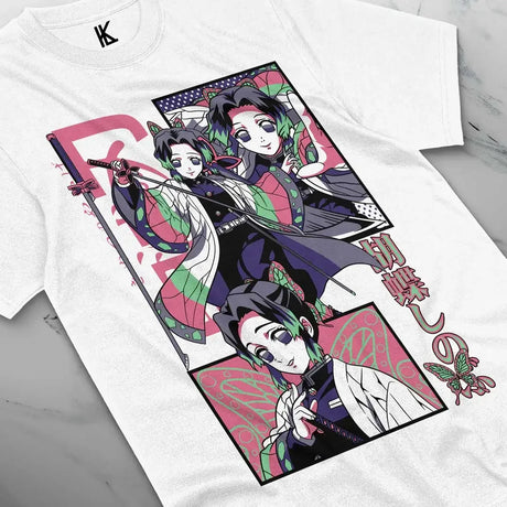 Here at Everythinganimee we have the best anime shirts in the world.
Embrace the elegance and strength of the Butterfly Hashira with this Shinobu Butterfly Tee, featuring the graceful and lethal Shinobu Kocho from Demon Slayer.