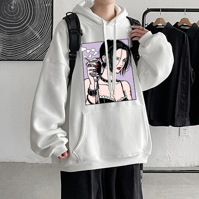 Here at Everythinganimee we have the best anime shirts in the world.
Channel the rebellious spirit of Osaki Nana from the anime NANA with this edgy and bold hoodie. Featuring a striking graphic that captures her iconic style, this hoodie is a must-have for fans of the series and anyone who loves an alternative look.