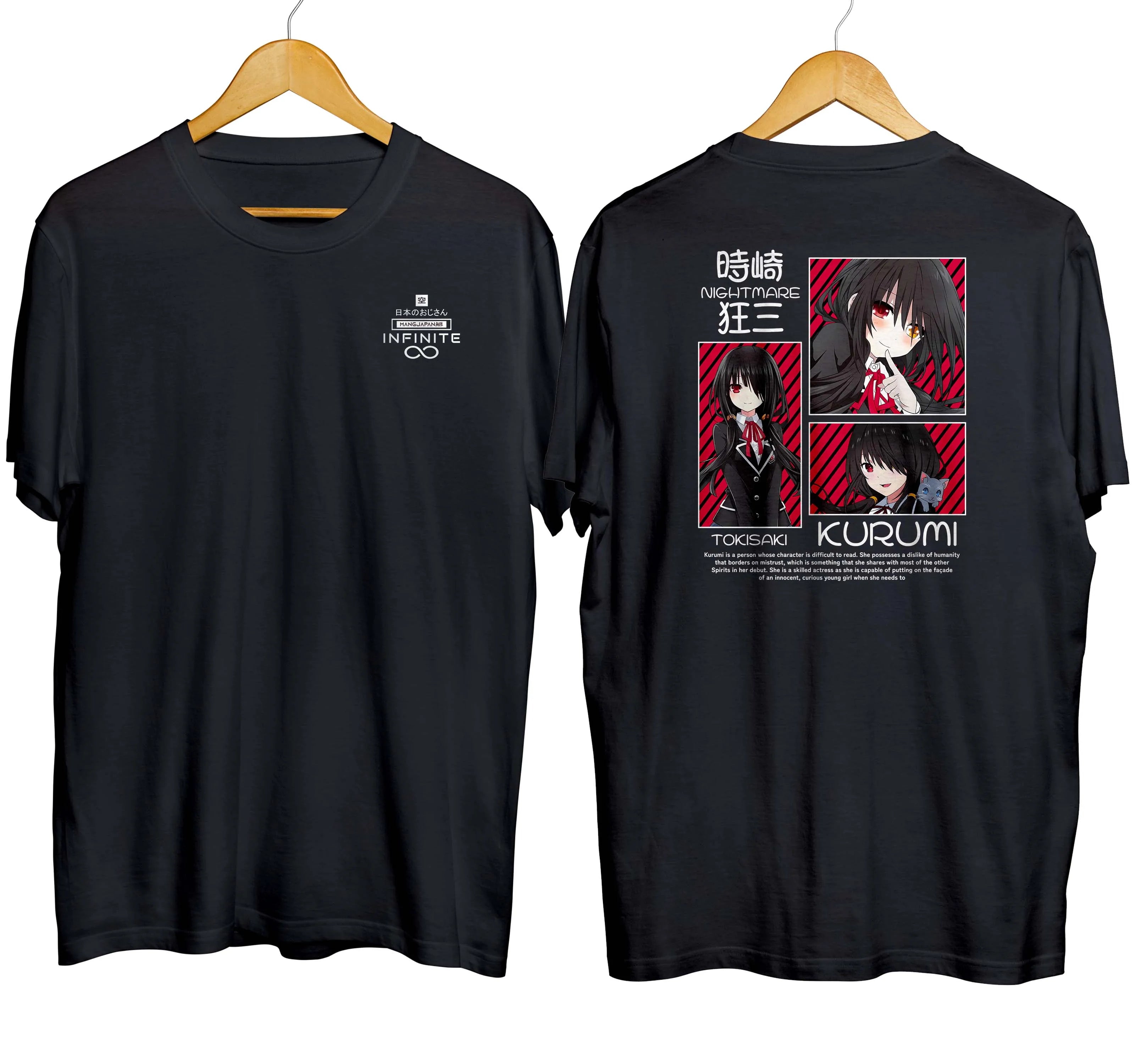 Here at Everythinganimee we have only the best anime merch! Free Global Shipping.
Step into the world of Date A Live with this striking Tokisaki Kurumi Grid T-Shirt. Made from 100% cotton, this tee is as comfortable as it is eye-catching. The front showcases a grid design featuring various expressions of the fan-favorite character, Tokisaki Kurumi, set against a bold red and black background.