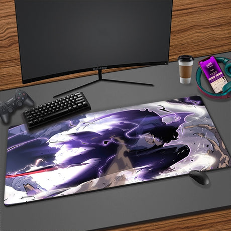 Solo Leveling Mouse Pad Manga Sung Jinwoo Anime Mousepad XXL Large Computer Mouse Mat Rubber Table Carpet 900x400mm Desk Mat Pad, everythinganimee
