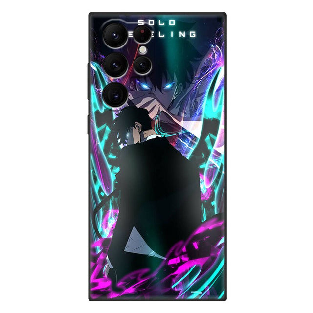 Anime Solo Leveling Phone Case For Samsung Galaxy S23 S22 S21 Ultra S20 FE 5G S10E S10 Lite S9 S8 Plus S7 Edge Black Cover, everythinganimee