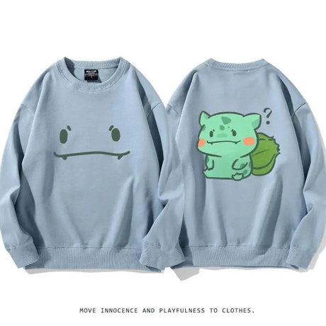 Upgrade your style with our Pokemon Pals Blue Crew Neck Sweatshirt Series | Here at Everythinganimee we have the worlds best anime merch | Free Global Shipping