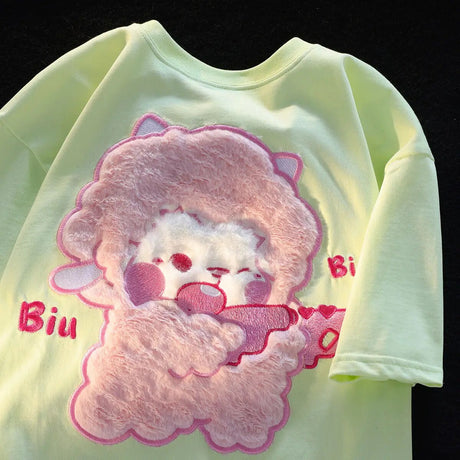 Dive into a world where cute meets comfort with our Lamb Plush T-shirt. If you are looking for more Lamb Anime Merch, We have it all!| Check out all our Anime Merch now!