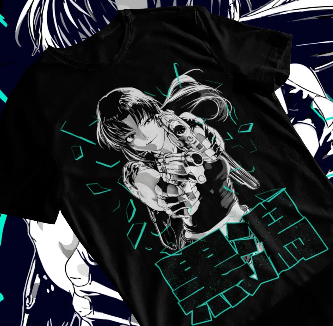 Here at Everythinganimee we have only the best anime merch! Free Global Shipping.
Dive into the chaotic world of Black Lagoon with this fierce Revy T-Shirt.