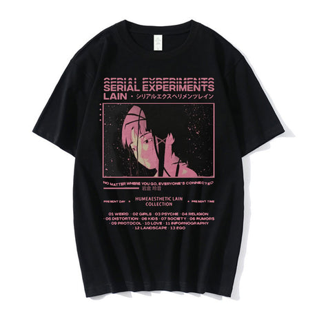 This tee captures the magic of Lain's. If you're looking for more  Serial Experiments merch, we have it all! Check out our anime merch now—free shipping!