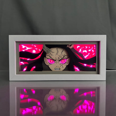 Paper Cut Shadow Box Demon Slayer Giyu Anime Led Light box Tanjiro for Bedroom Decor Zenitsu Table Lamps Kimetsu No Yaiba Nezuko, everythinganimee