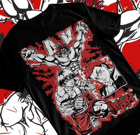 Here at Everythinganimee we have only the best anime merch! Free Global Shipping.
Unleash your inner fighter with this Baki the Grappler T-Shirt, featuring the unstoppable Baki Hanma and his legendary father,