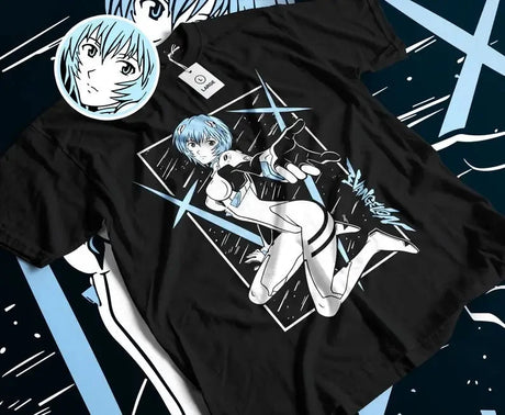 Here at Everythinganimee we only have the best shirts in the world! Step into the world of Neon Genesis Evangelion with this stunning Rei Ayanami Tee. Featuring an iconic design of Rei in her signature plugsuit, this shirt captures the essence of one of anime's most beloved characters.