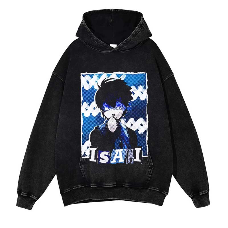 Bluelock Washed Black Streetwear Cotton Vintage Hoodie