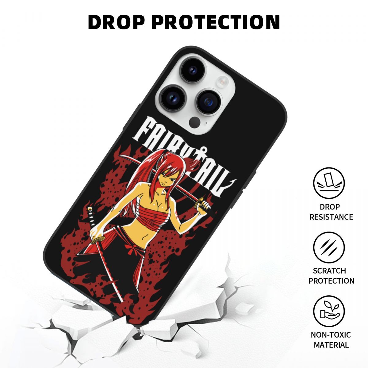 This phone case captures the magic of Erza. If you're looking for more Fairy Tail merch, we have it all! Check out our anime merch now—free shipping!