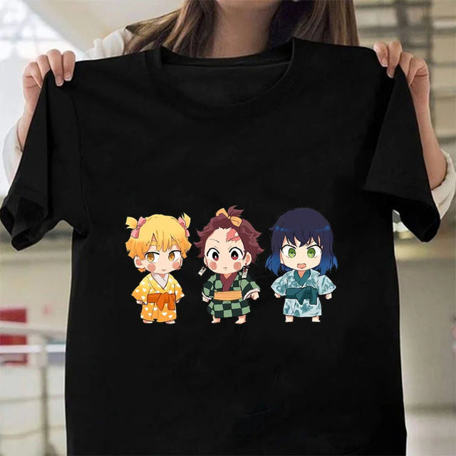 Here at Everythinganimee we have only the best anime merch! Free Global Shipping.
Show off your love for Demon Slayer with this adorable cartoon-style T-Shirt featuring Kamado Tanjirou, Agatsuma Zenitsu, and Hashibira Inosuke. Perfect for fans of all ages, this tee combines cuteness with comfort, making it a fun addition to any anime wardrobe. Available in a variety of vibrant colors to match your style.