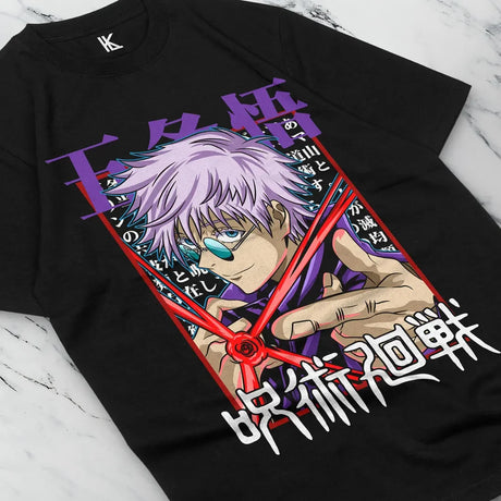 Here at Everythinganimee we have the best anime shirts in the world.
Step into the world of Jujutsu Kaisen with this Gojo Infinity Tee, showcasing the unparalleled strength and style of Gojo Satoru. This design captures his iconic look, complete with his signature Infinity technique