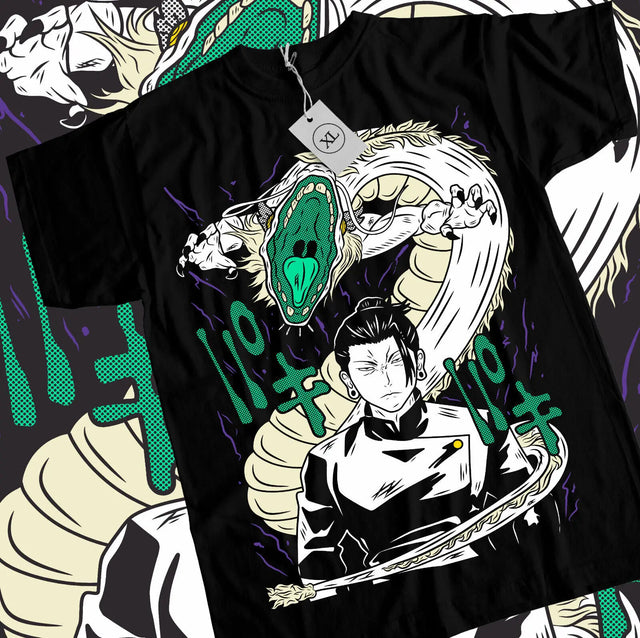 Here at Everythinganimee we have the best anime shirts in the world. 
Unleash the power of curses with this epic Geto Suguru tee from "Jujutsu Kaisen."