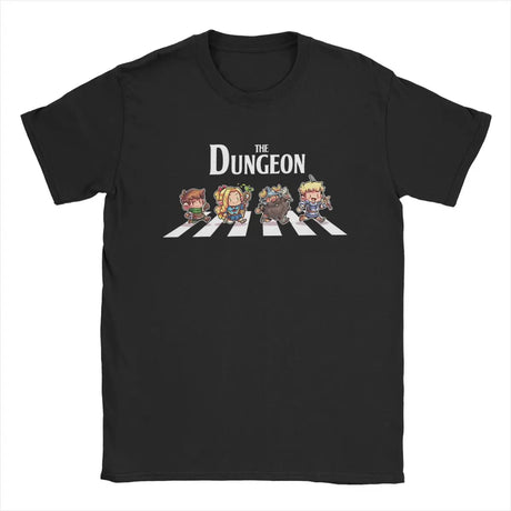 Here at Everythinganimee we only have the best shirts in the world! Step into the world of "Delicious in Dungeon" with this playful Dungeon Abbey Tee! Inspired by an iconic cultural crossover, this shirt brings the beloved characters of the series to life as they walk across the dungeon-themed street.