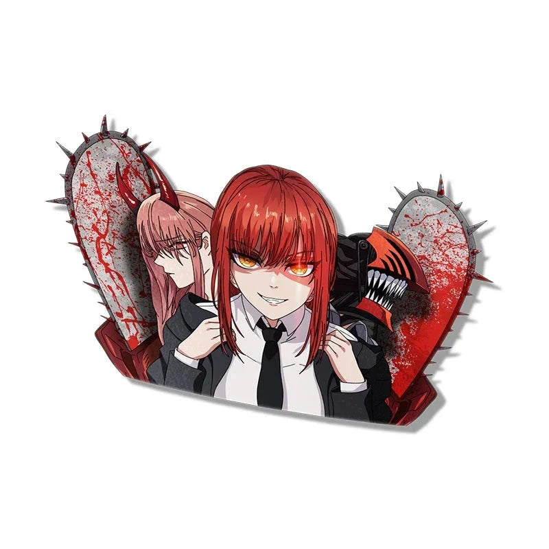 Here at Everythinganimee we have only the best anime merch! Free Global Shipping.
Dive into the thrilling world of Chainsaw Man with this dynamic waterproof DIY decal sticker featuring the trio of Makima, Denji, and Power.