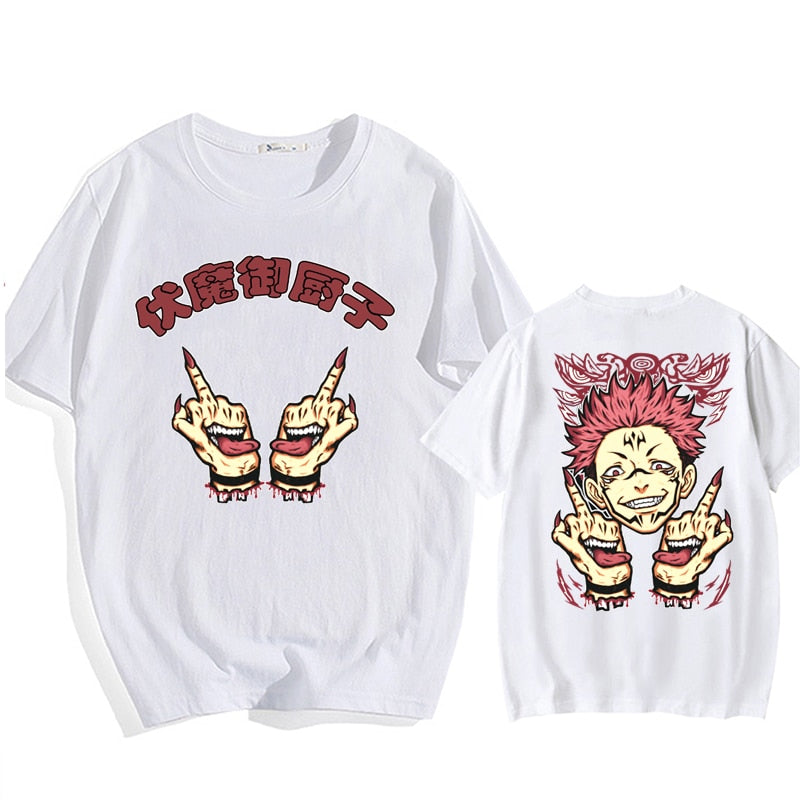 This tees captures the magic of Ryomen Sukuna. If you're looking for more Jujutsu Kaisen merch, we have it all! Check out our anime merch now—free shipping!