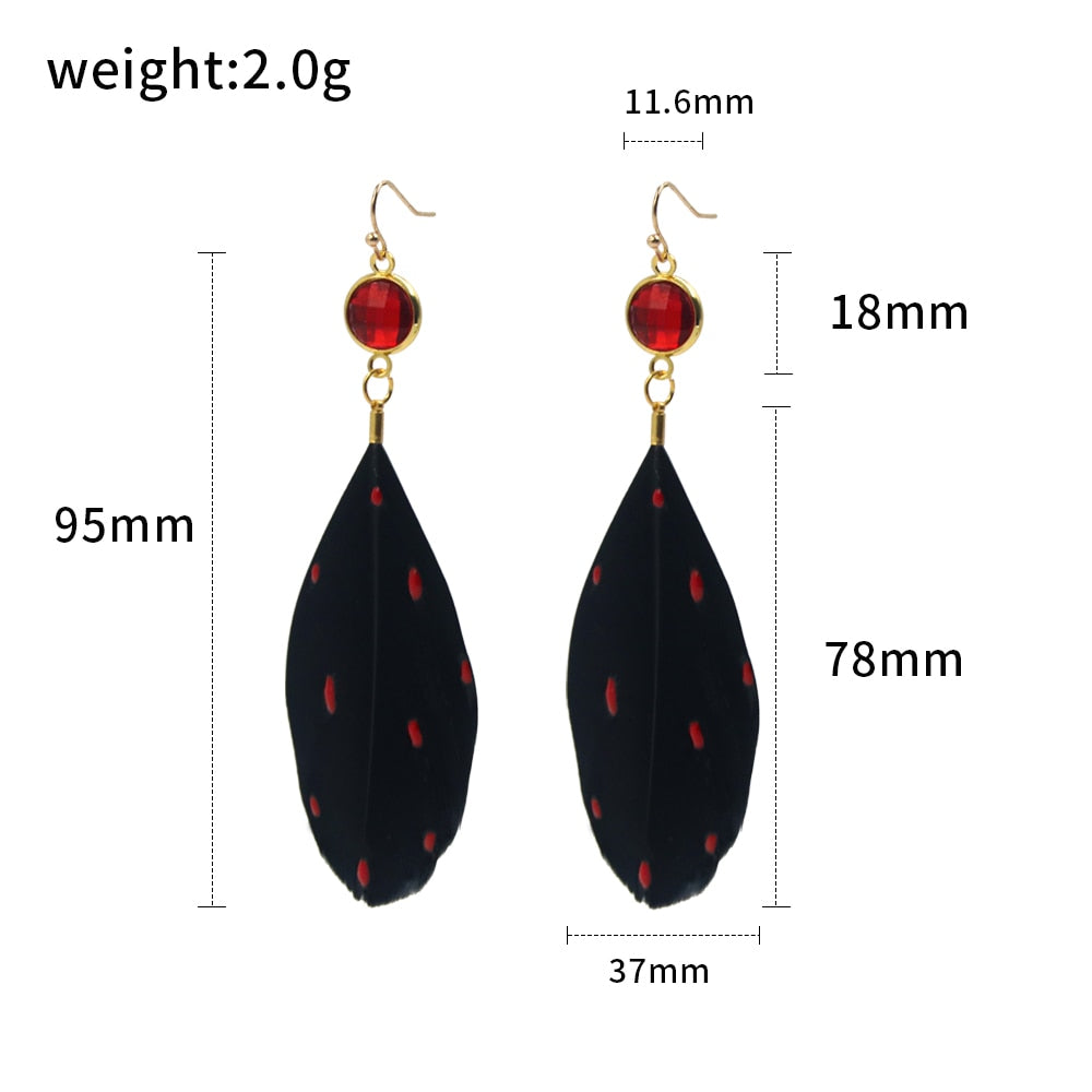 Howl's Moving Castle Red Crystal Feather Earring