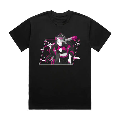 Here at Everythinganimee we have the best anime shirts in the world.
Step up your anime game with the ShuraHiwa Big Hitter tee! Featuring a bold pink and black design of ShuraHiwa holding a bat, this shirt exudes fierce energy and style.