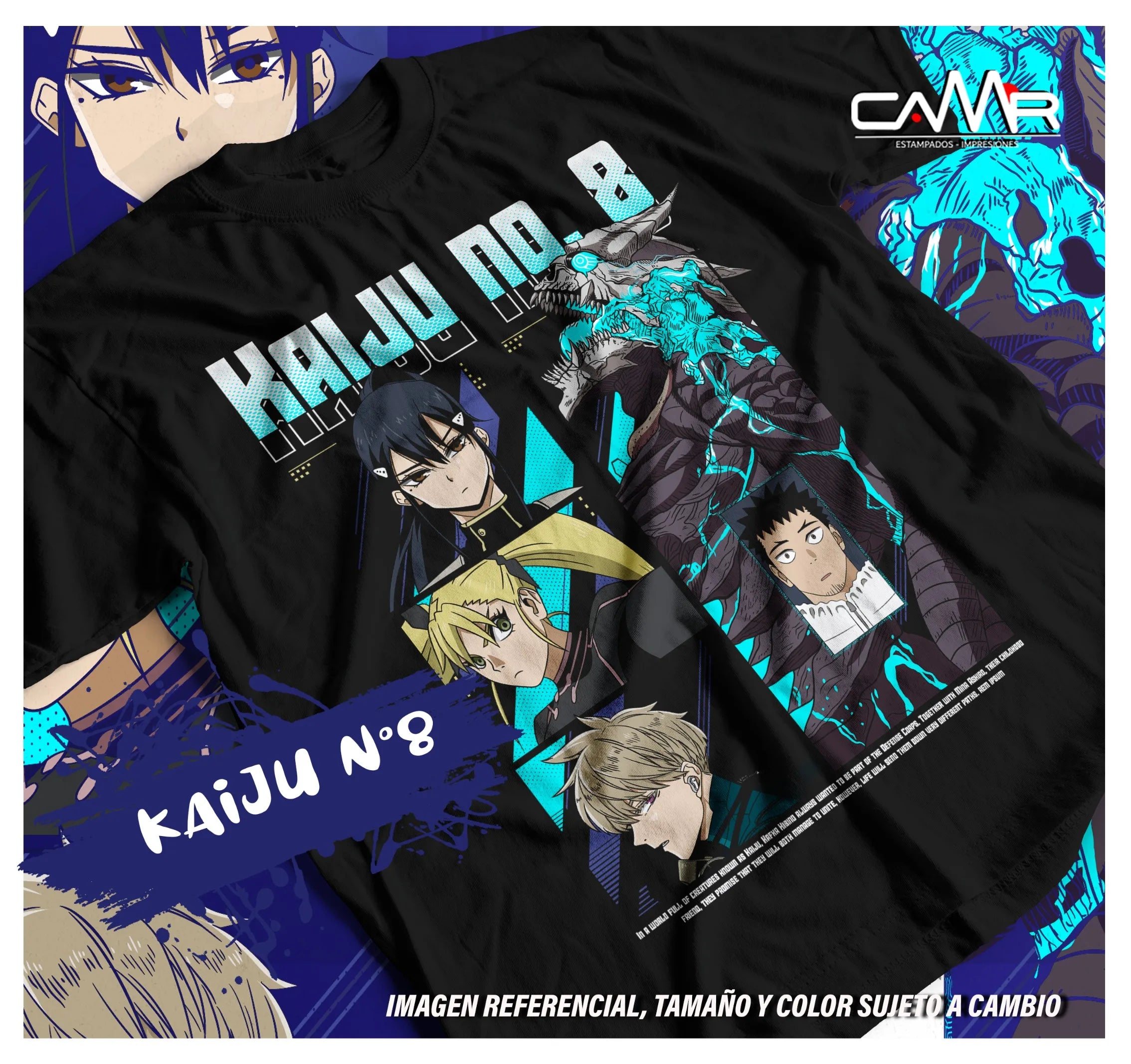 This tee captures the magic of Kaiju No. 8. If you're looking for more Kaiju No. 8 merch, we have it all! Check out our anime merch now—free shipping!