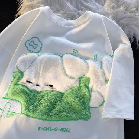 Dive into a world where cute meets comfort with our Dog Plush Embroidered T-shirt. If you are looking for more Dog Anime Merch, We have it all!| Check out all our Anime Merch now!
