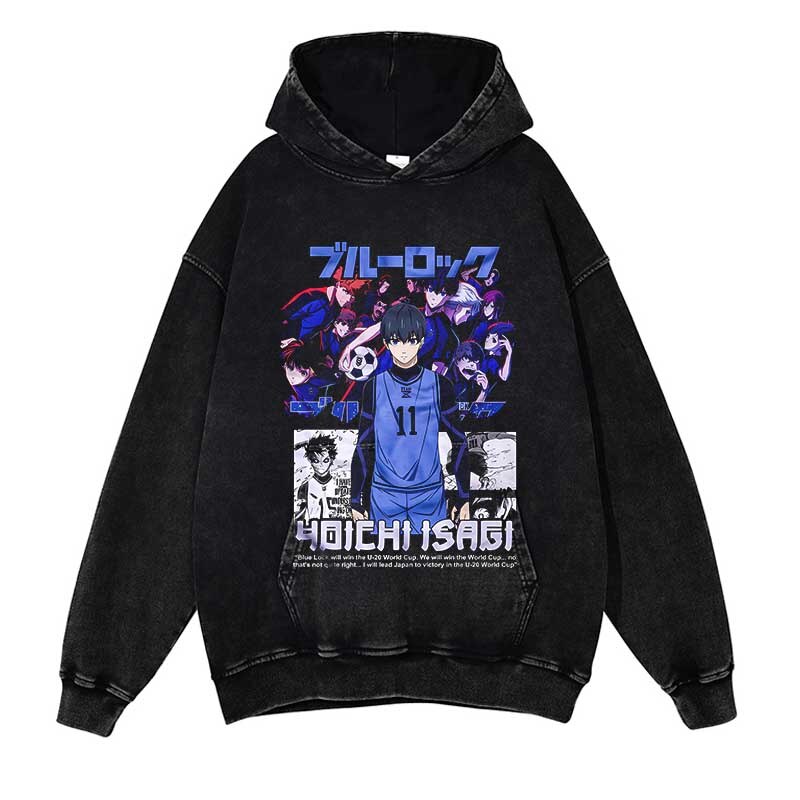Bluelock Washed Black Streetwear Cotton Vintage Hoodie